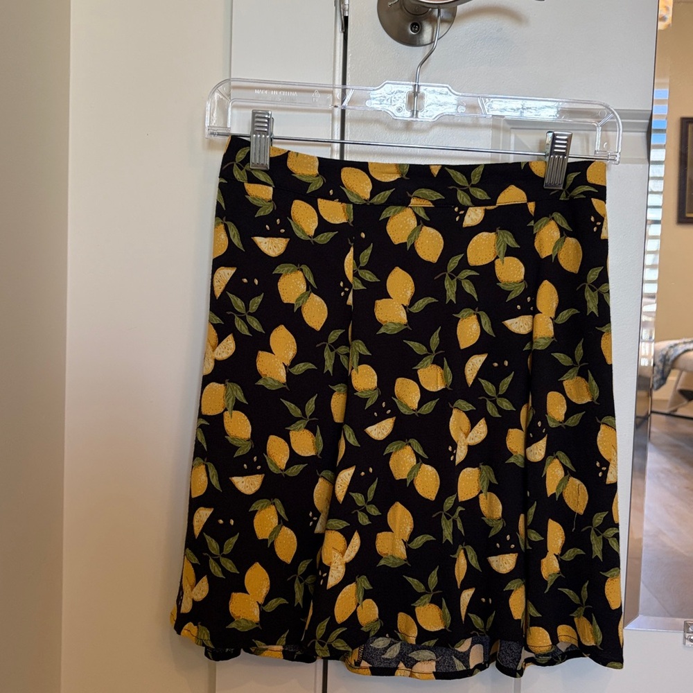 Reformation Flounce Mini Skirt in Lemon Drop print